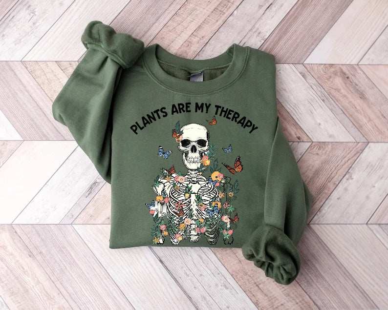 Women’s Crewneck Sweatshirts - Plants are my Therapy Hippo Boutique