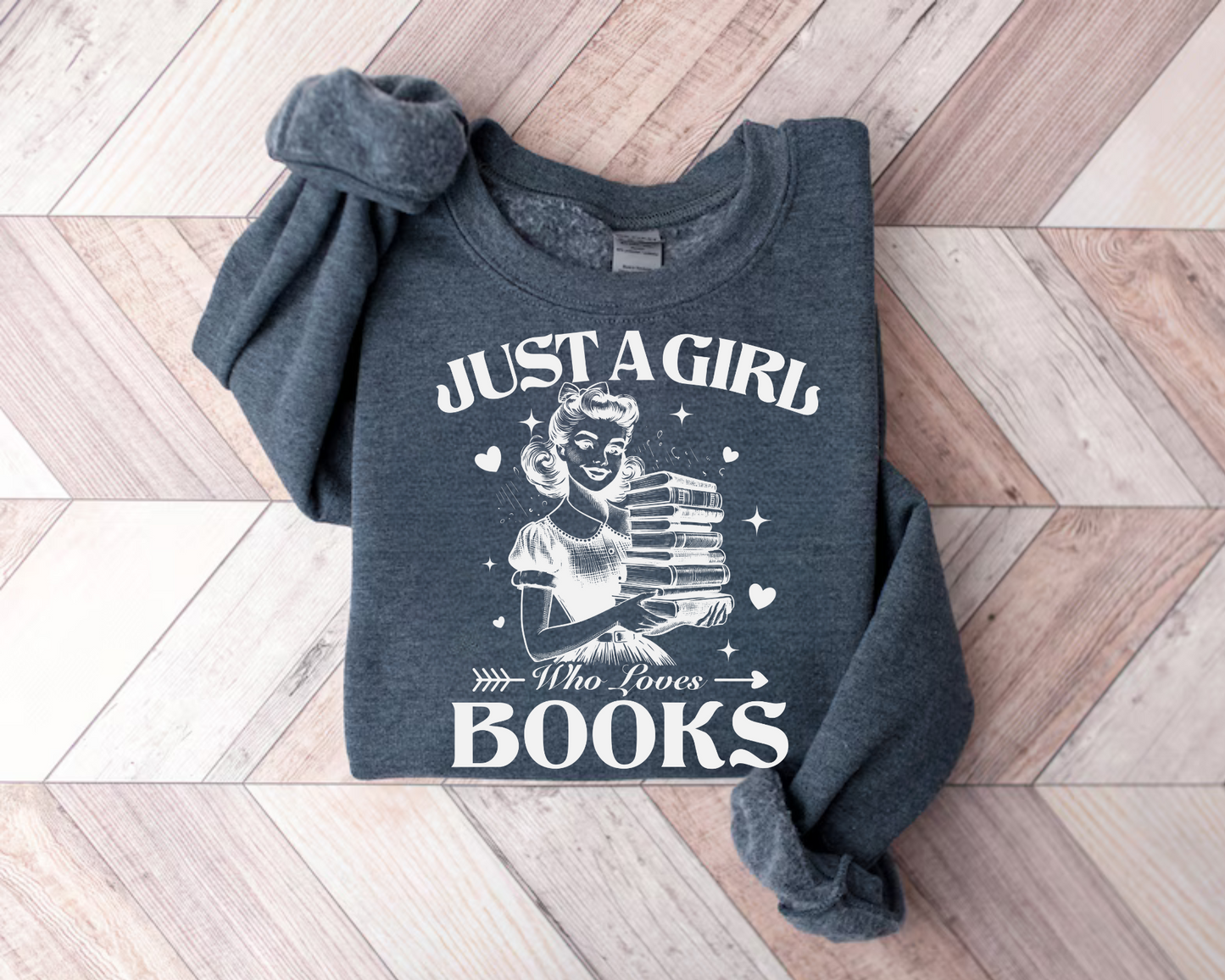 Just a Girl who Loves Books Sweatshirts Hippo Boutique