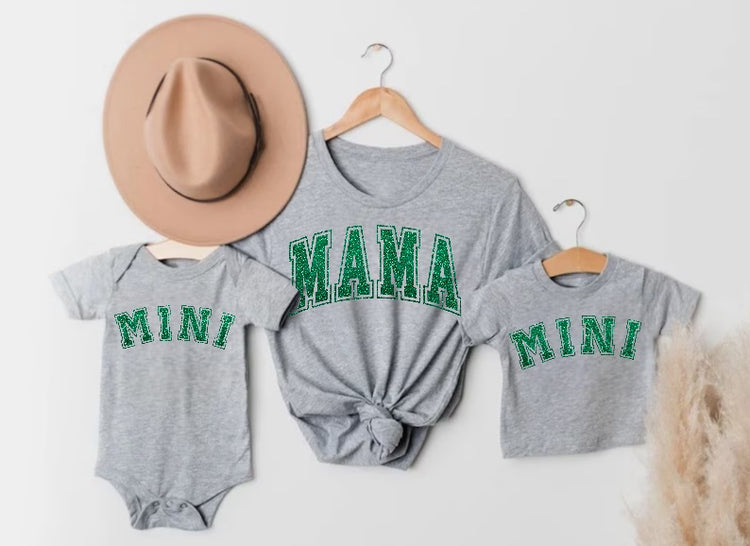 Glitter Mama & Mini Matching T-Shirts & Onesie - Grey Hippo Boutique