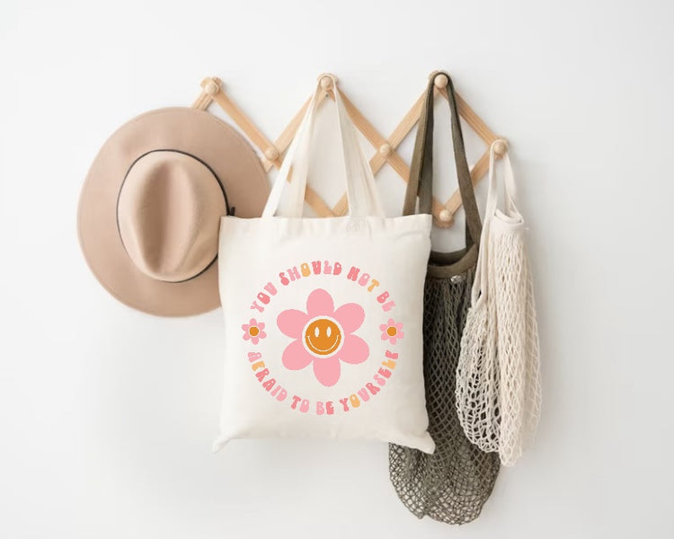 Be Yourself Flower Tote Bag Hippo Boutique