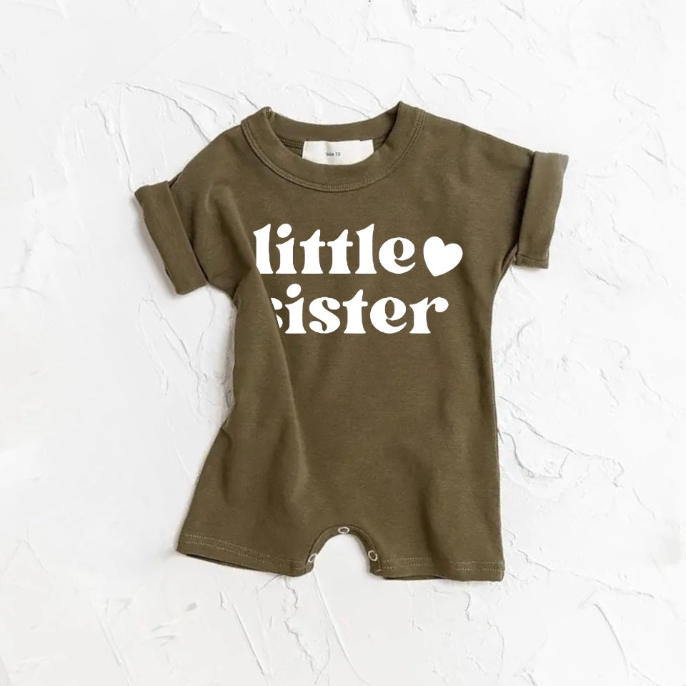 Little Sister baby Girl romper bodysuit Hippo Boutique