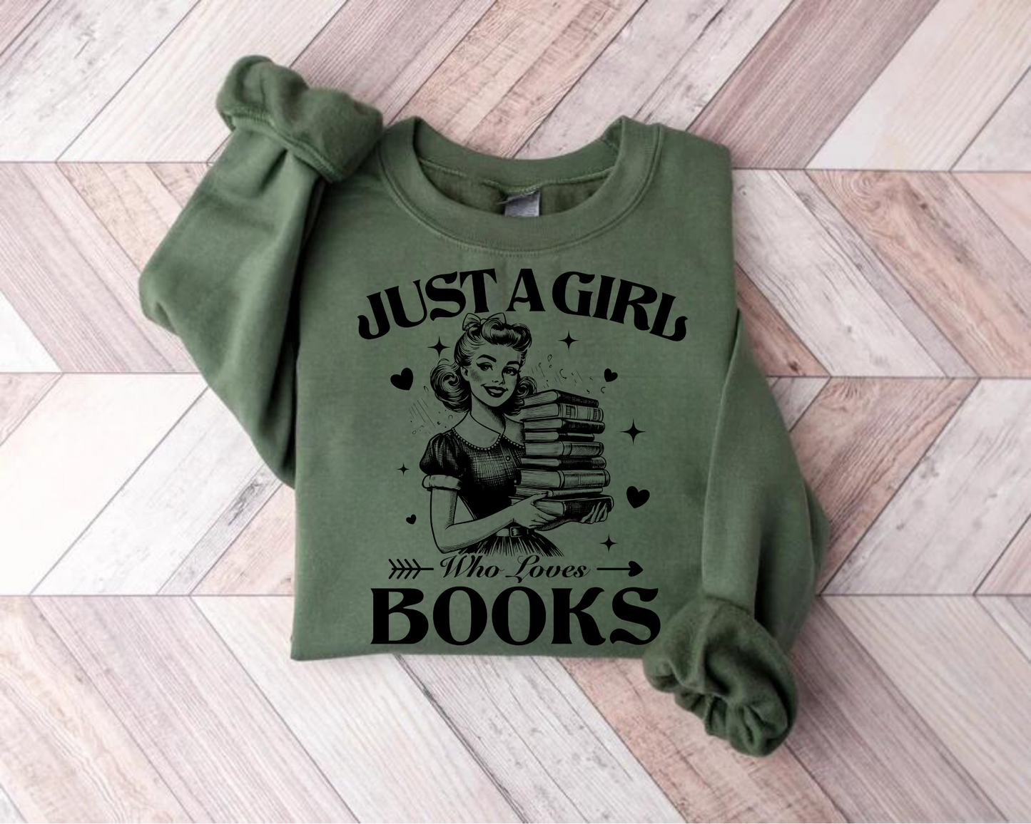 Just a Girl who Loves Books Sweatshirts Hippo Boutique