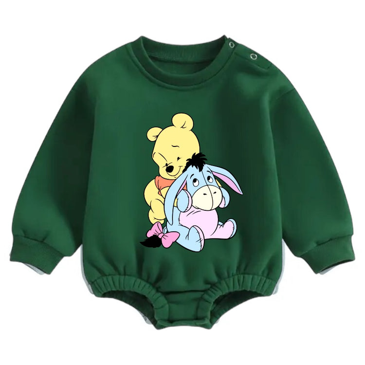 Soft warm fleece Baby pooh Oversized Sweatshirt Romper Hippo Boutique