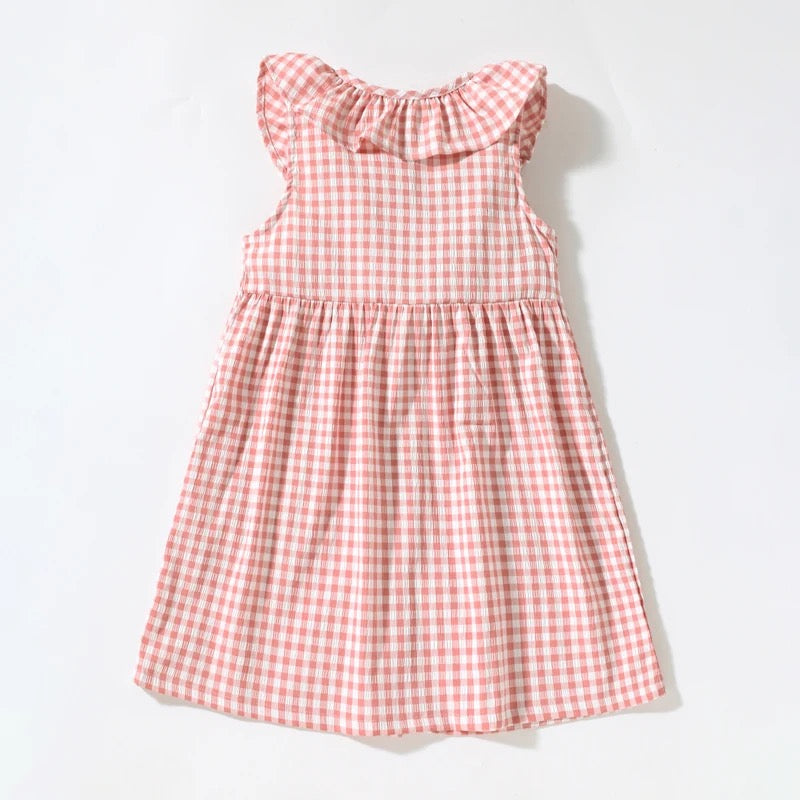 Mushroom Plaid kids Sun Dress Hippo Boutique