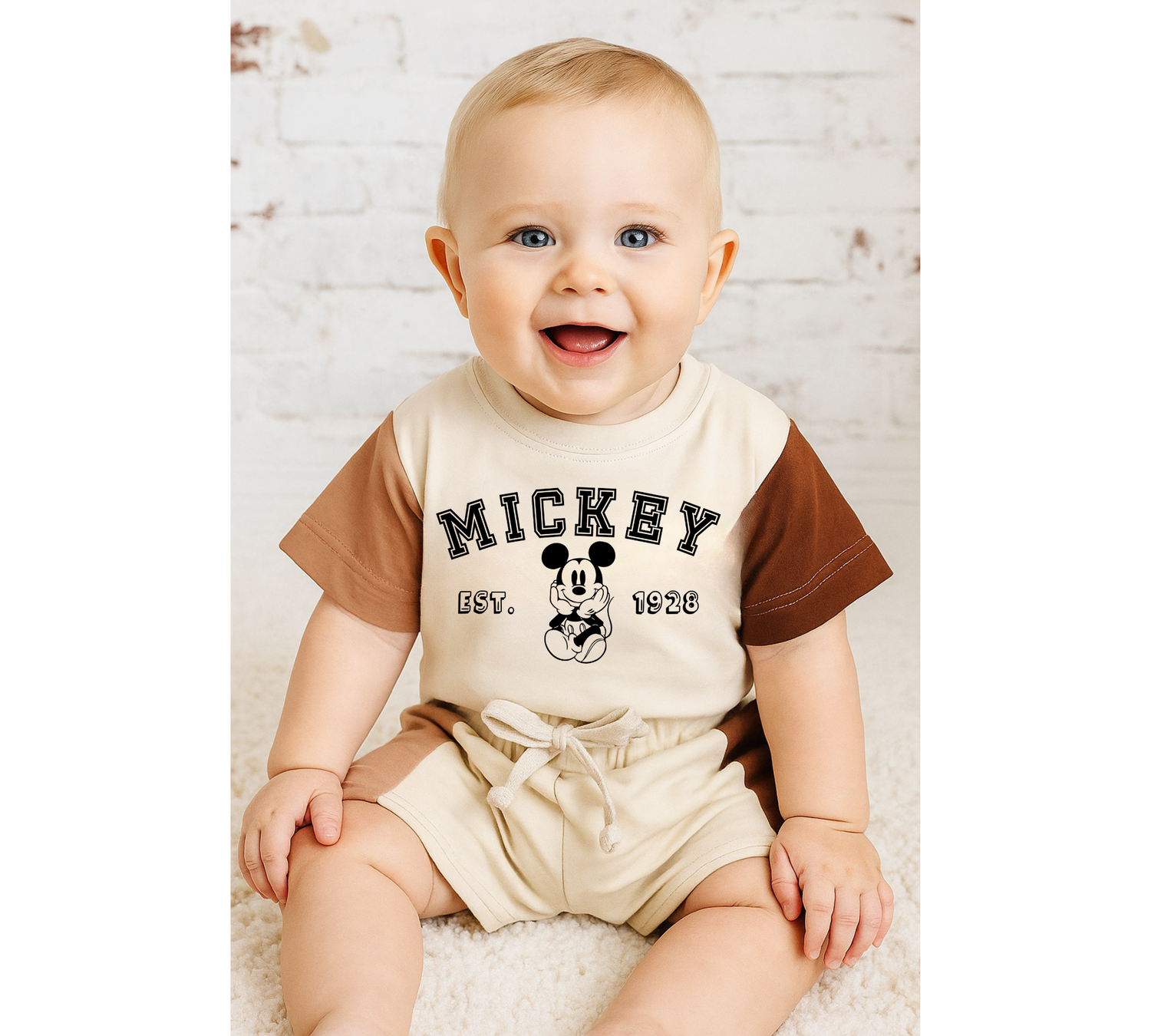 Mouse Baby and Kids cotton color block t-shirt & shorts outfit Hippo Boutique