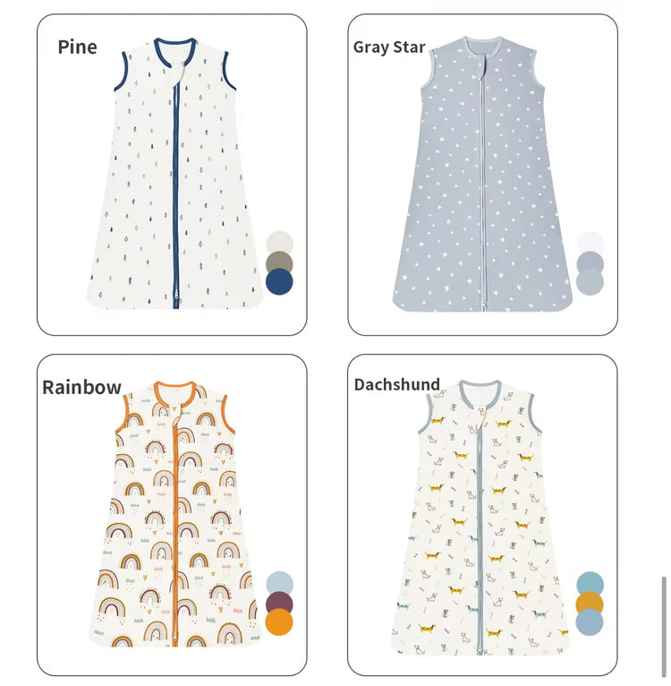 Newborn Baby 100% Organic Cotton Sleep sac - 1 Tog Hippo Boutique