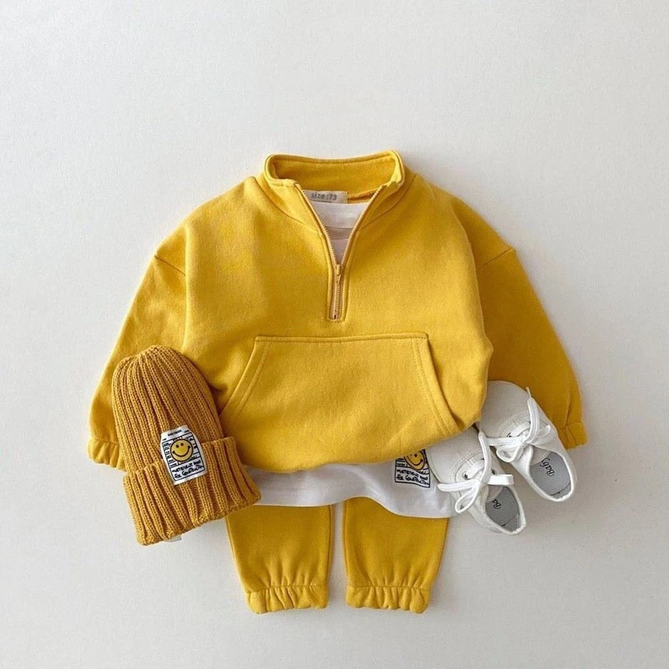 Baby & Toddler Half Zip Sweatshirt Outfit Hippo Boutique
