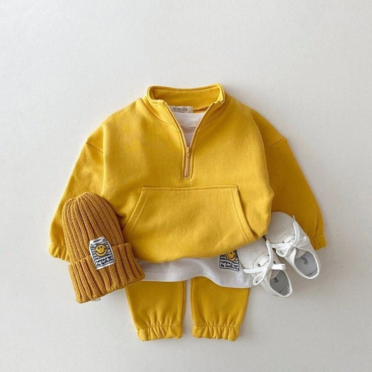 Baby & Toddler Half Zip Sweatshirt Outfit Hippo Boutique