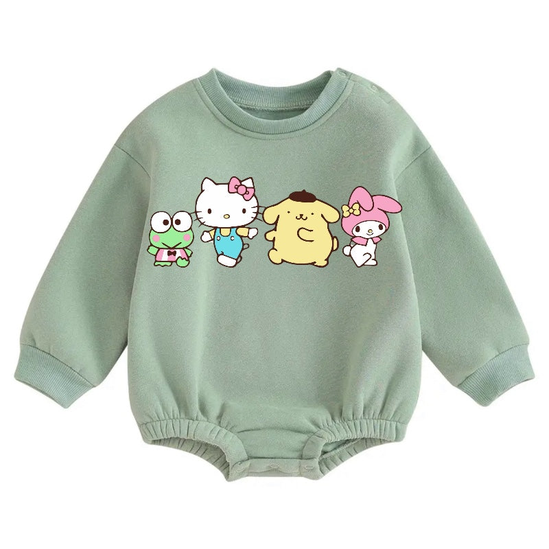 Soft warm fleece kitty Oversized Sweatshirt Romper Hippo Boutique