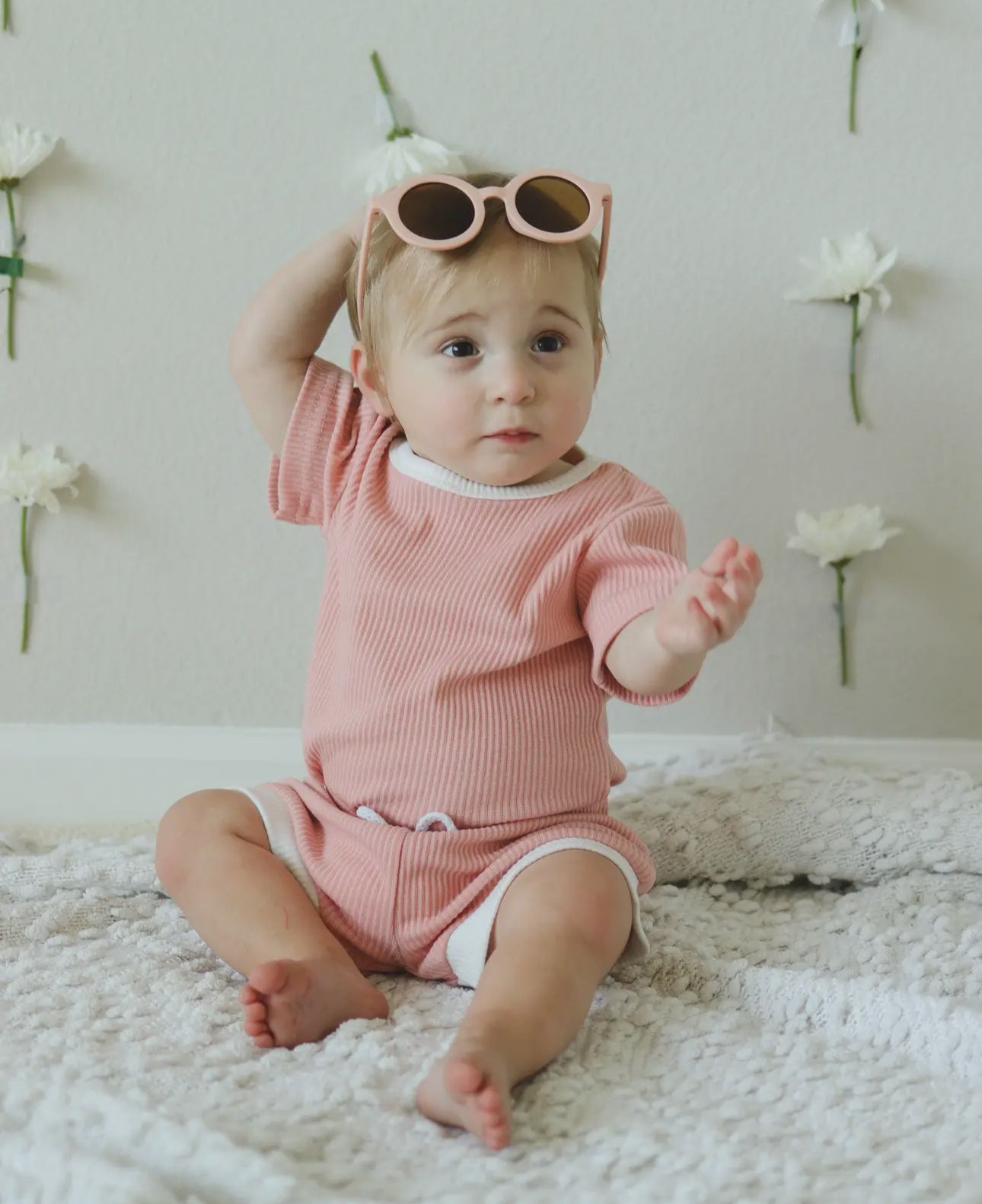 Baby & toddler waffle cotton outfit Hippo Boutique