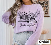 Book Addict Open floral Book Sweatshirts Hippo Boutique