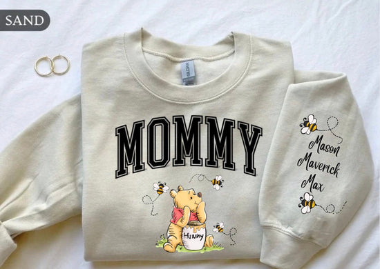 Custom Mama Bear Sweatshirt with children’s name on sleeve Hippo Boutique
