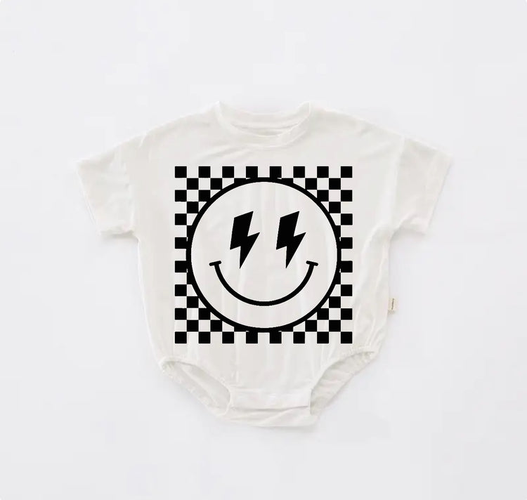 Retro Smile Baby t-shirt Bubble Romper Hippo Boutique
