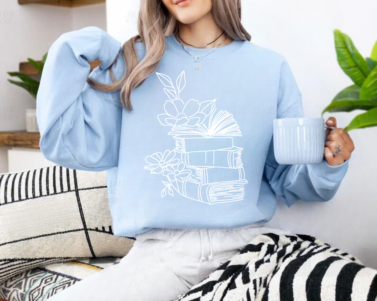 Floral books Sweatshirts Hippo Boutique