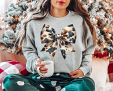 Cow Bow Christmas Sweatshirts Hippo Boutique