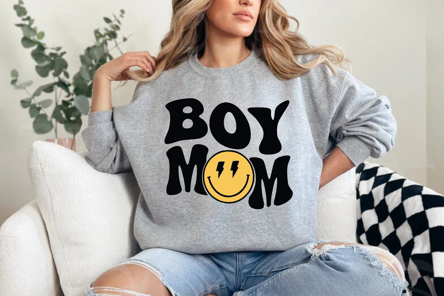 Smile Boy Mom One happy dude Mama & Mini matching Baby Sweatshirt Romper bodysuit & Crewneck Hippo Boutique
