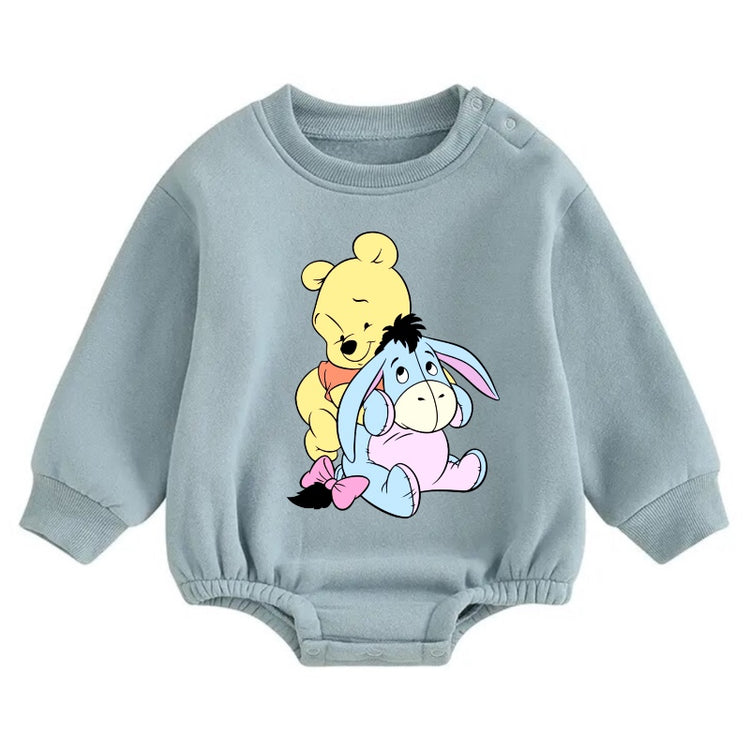 Soft warm fleece Baby pooh Oversized Sweatshirt Romper Hippo Boutique
