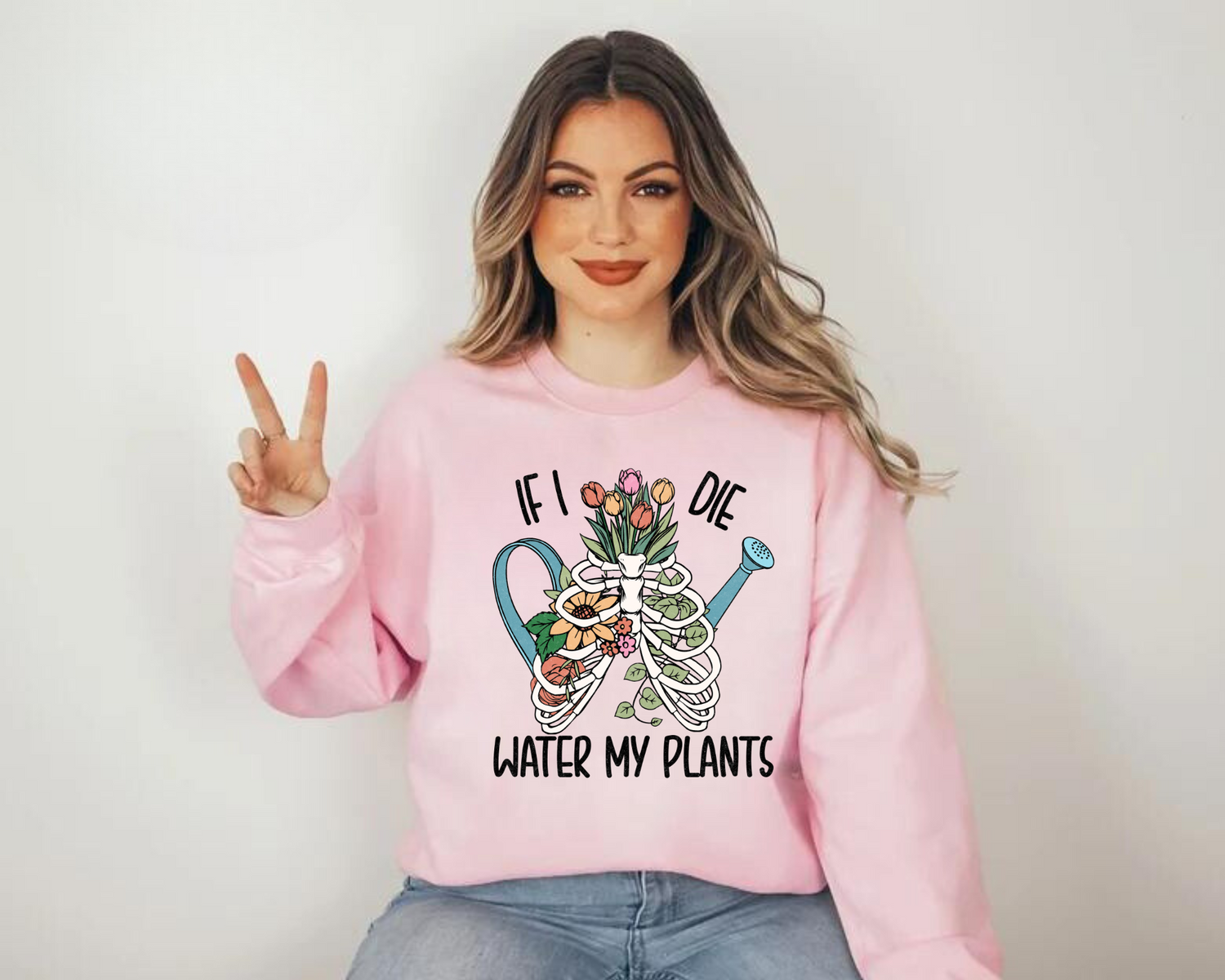 Women’s Crewneck Sweatshirts - If I Die Water My Plants Hippo Boutique