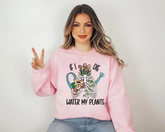 Women’s Crewneck Sweatshirts - If I Die Water My Plants Hippo Boutique