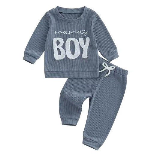 Baby Mamas Boy embroidered Outfit Hippo Boutique