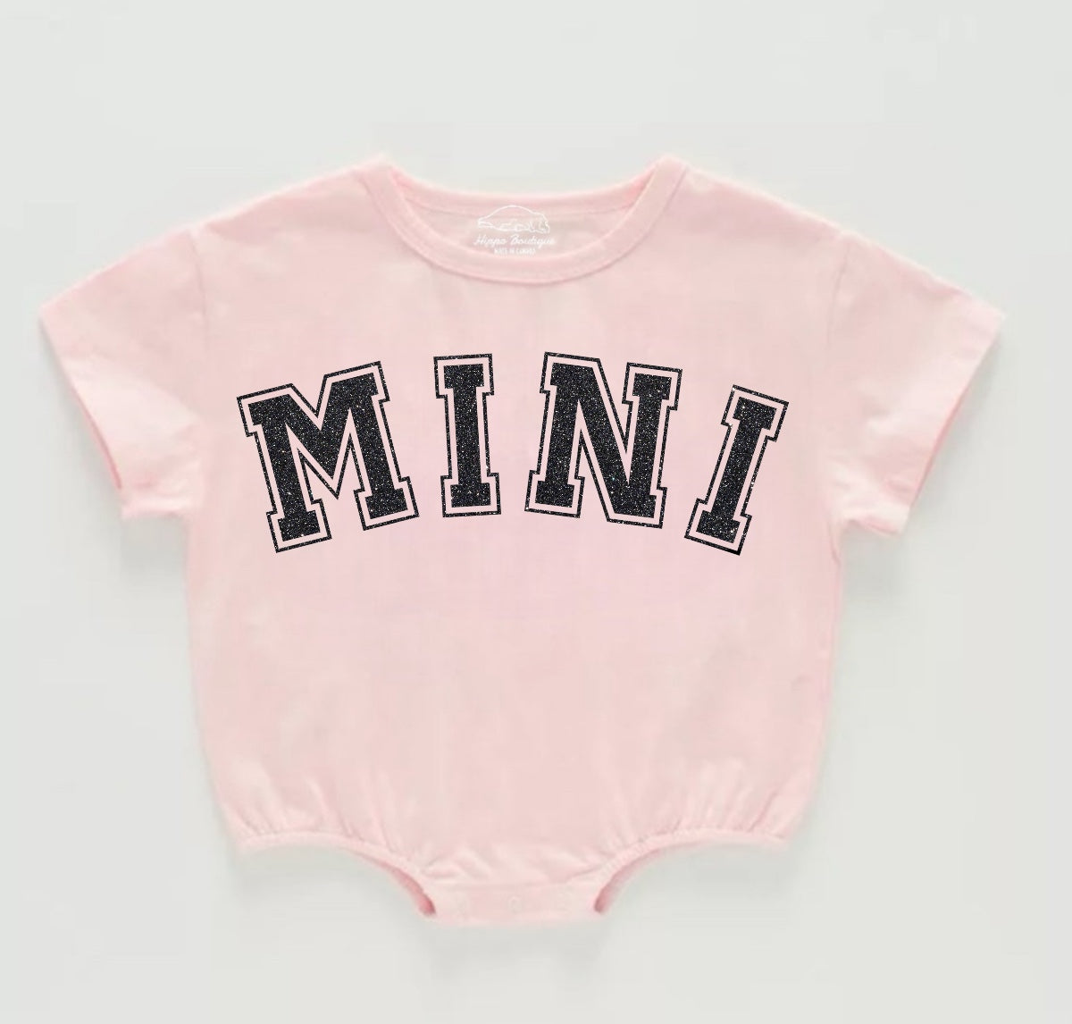 Glitter Mini Baby t-shirt Bubble Romper Hippo Boutique