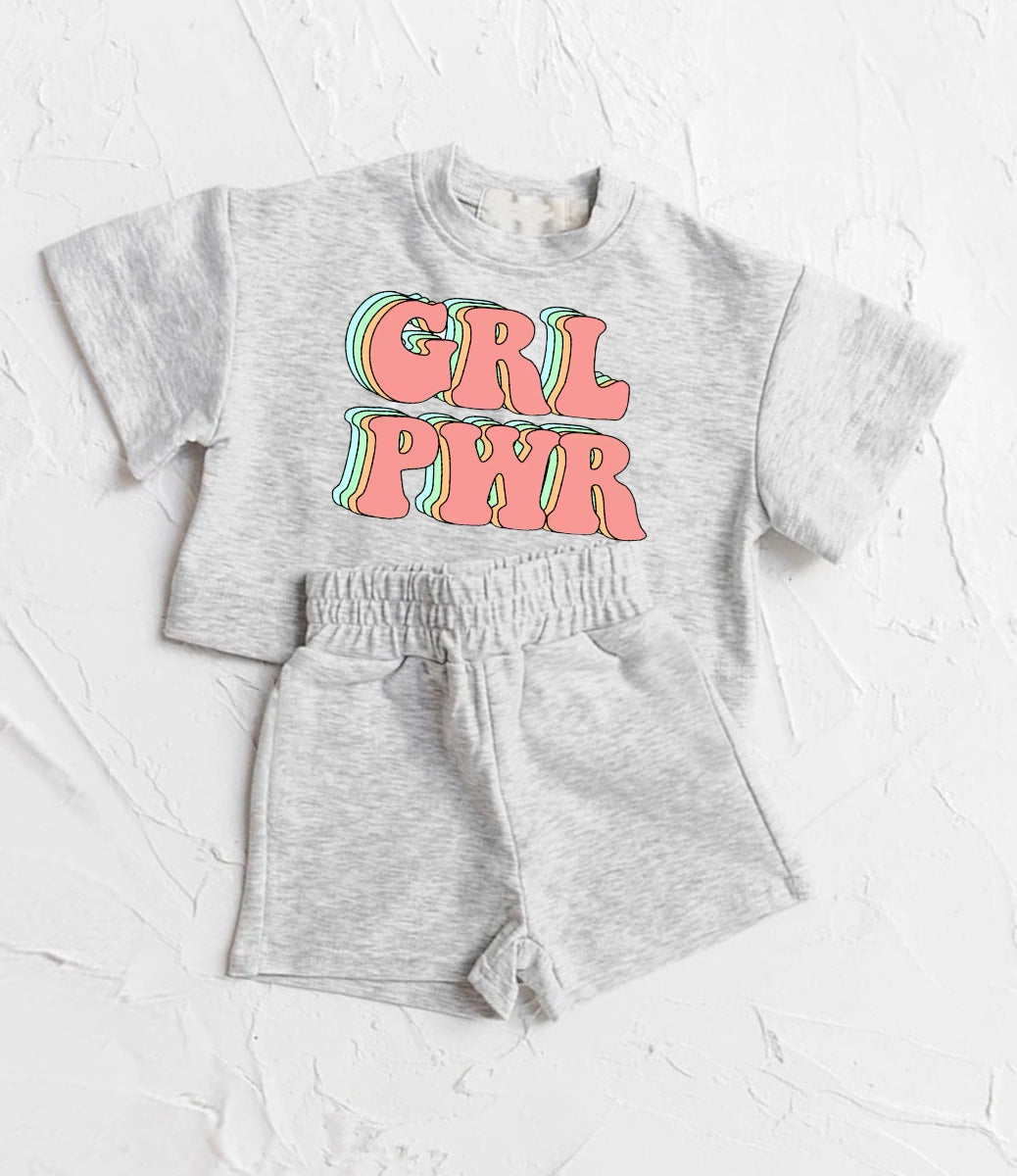 Girl Power Baby Girl T-Shirt & Shorts outfit Hippo Boutique