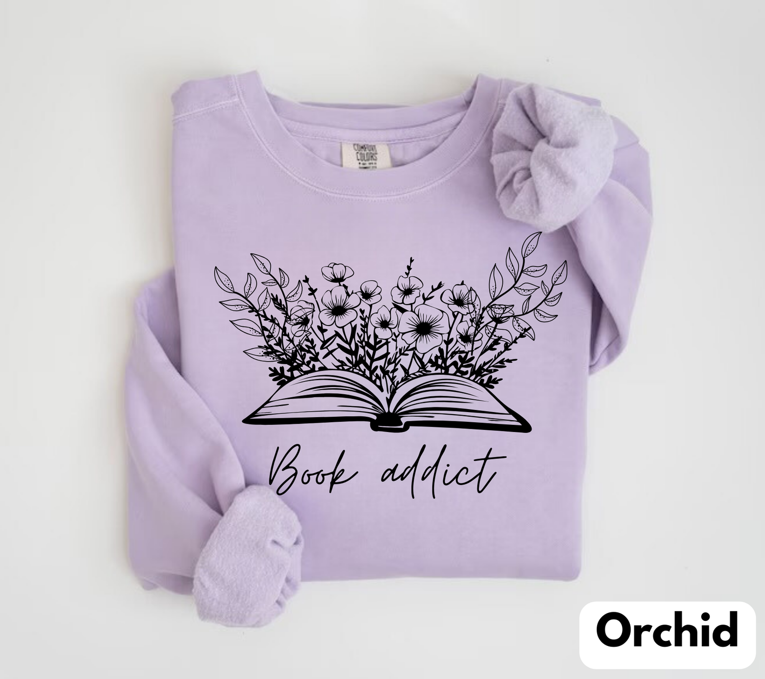 Book Addict Open floral Book Sweatshirts Hippo Boutique