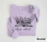 Book Addict Open floral Book Sweatshirts Hippo Boutique