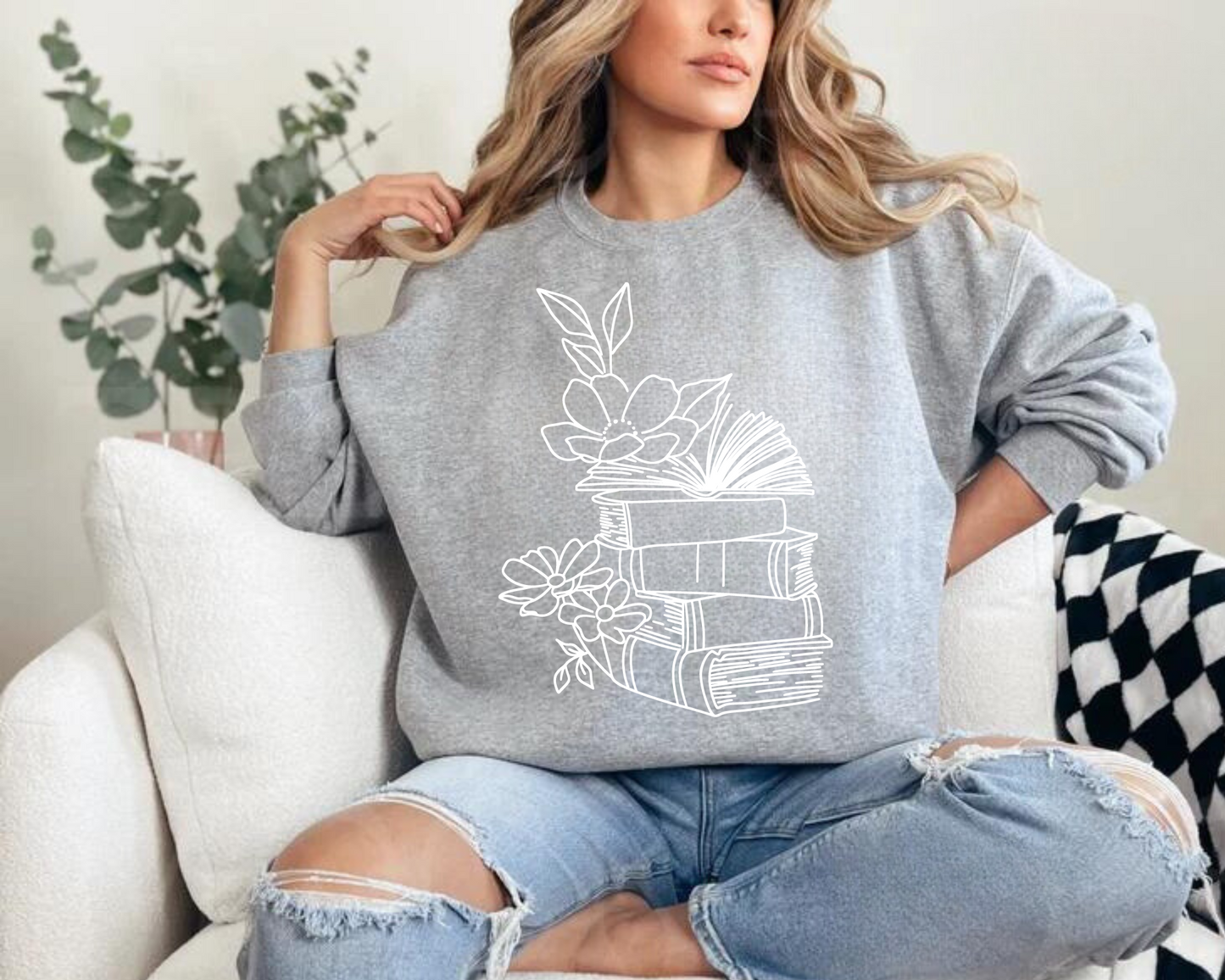 Floral books Sweatshirts Hippo Boutique