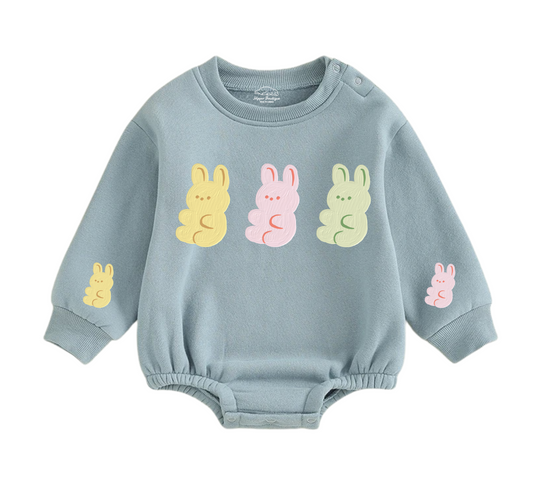 Soft warm fleece oversized Romper - Bunnies