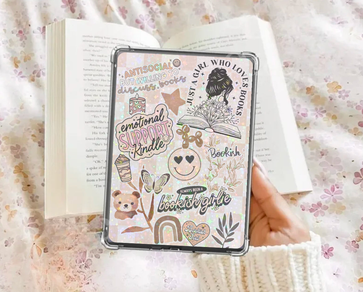 Kindle Insert - Brown Checkered Bookish