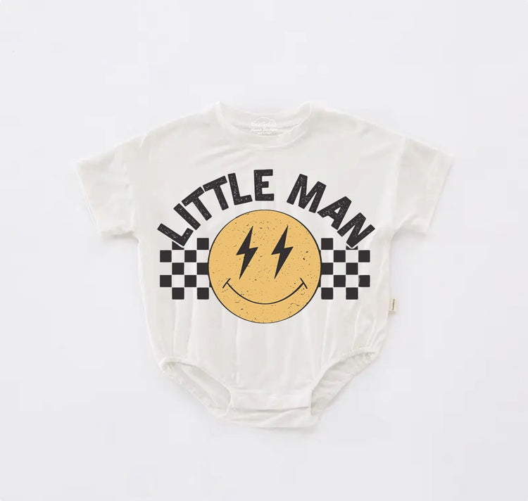 Little Man Retro Baby Boy t-shirt Bubble Romper Hippo Boutique