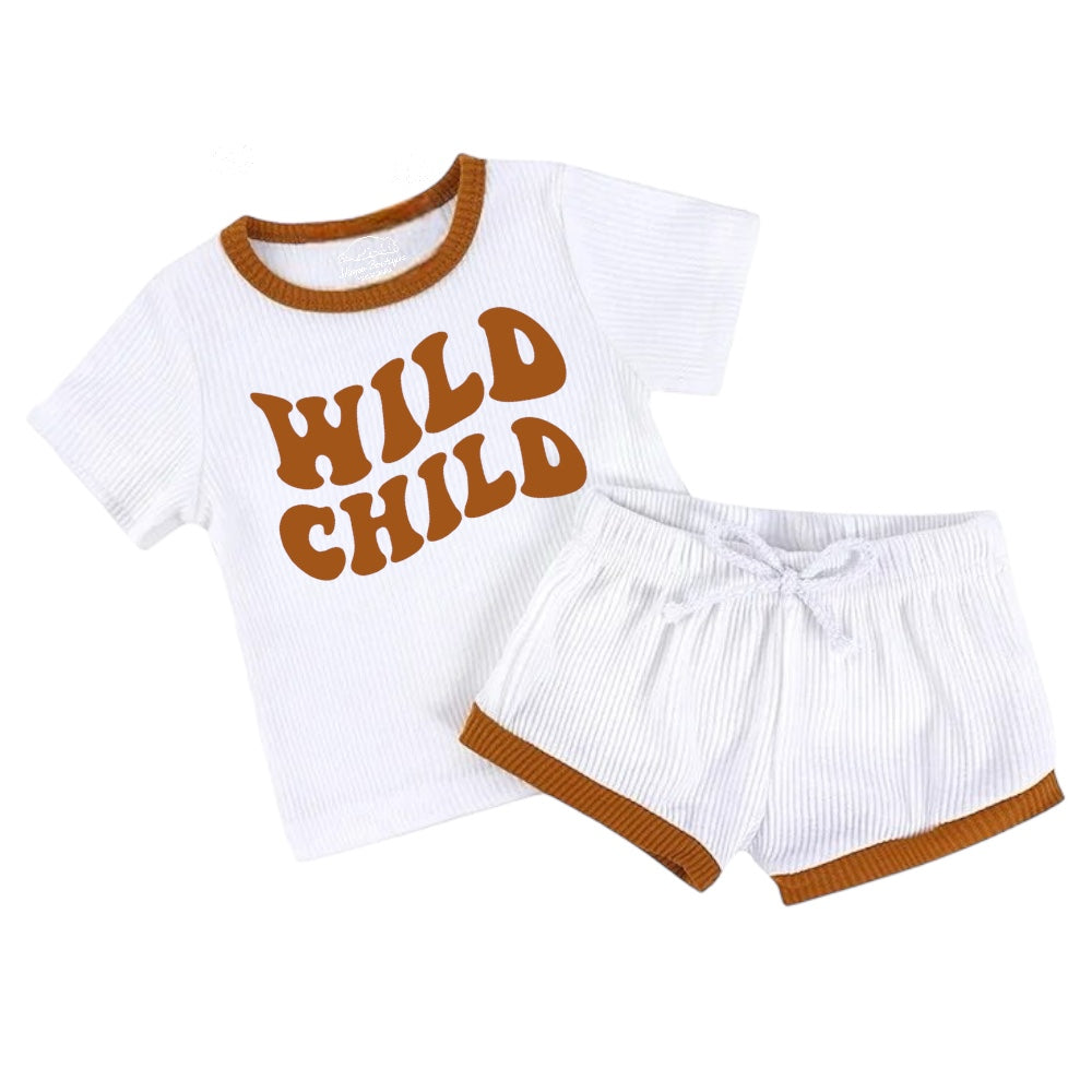 Wild Child Baby & toddler waffle cotton outfit Hippo Boutique