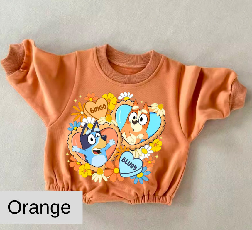 Bluey baby Oversized Sweatshirt Romper Hippo Boutique