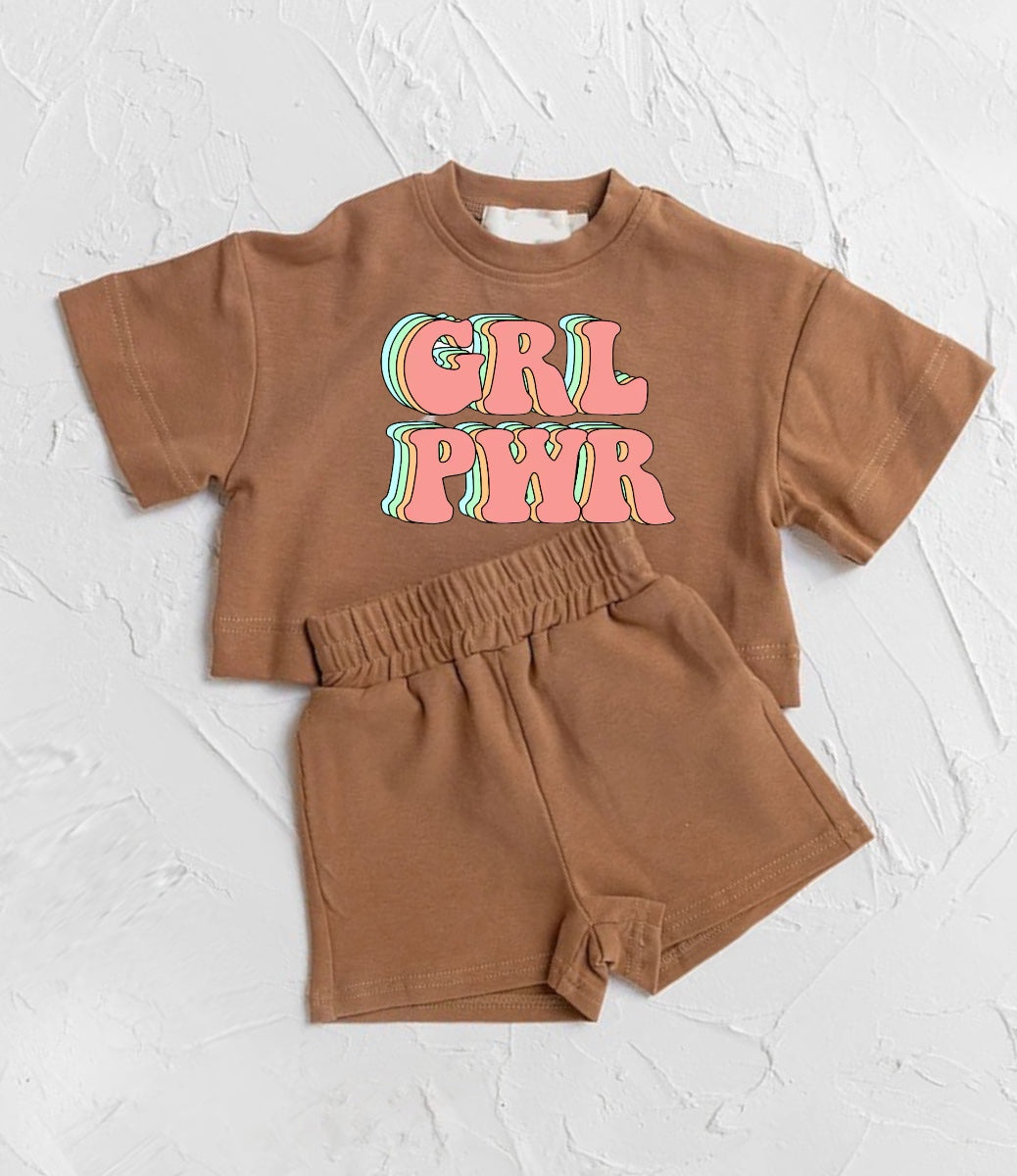Girl Power Baby Girl T-Shirt & Shorts outfit Hippo Boutique