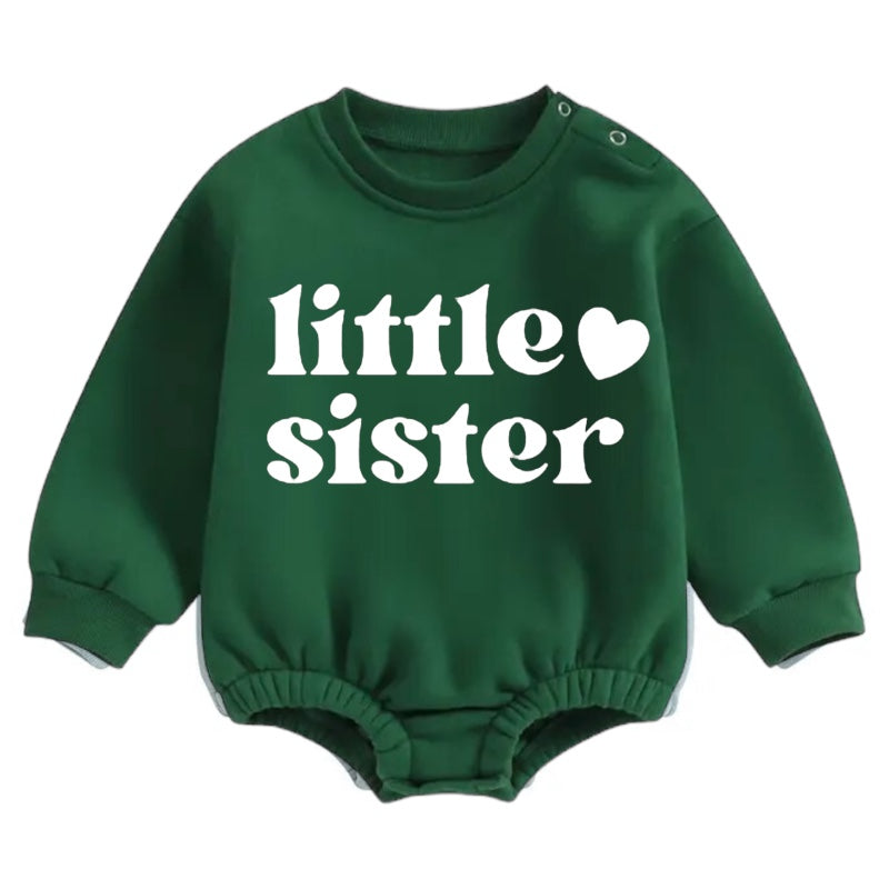 Little Sister Soft warm fleece Baby Oversized Sweatshirt Romper