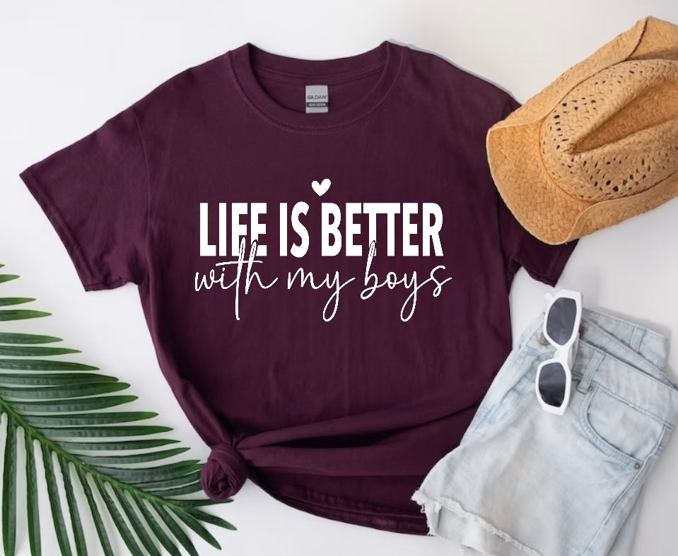 Life is Better with my Boys Women’s T-Shirts Hippo Boutique