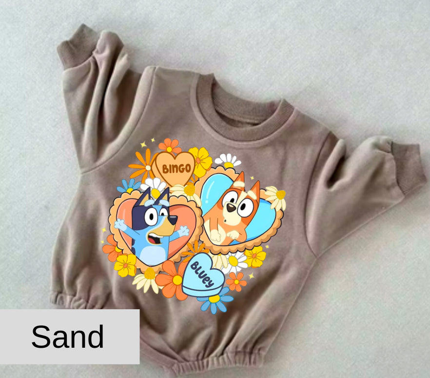 Bluey baby Oversized Sweatshirt Romper Hippo Boutique