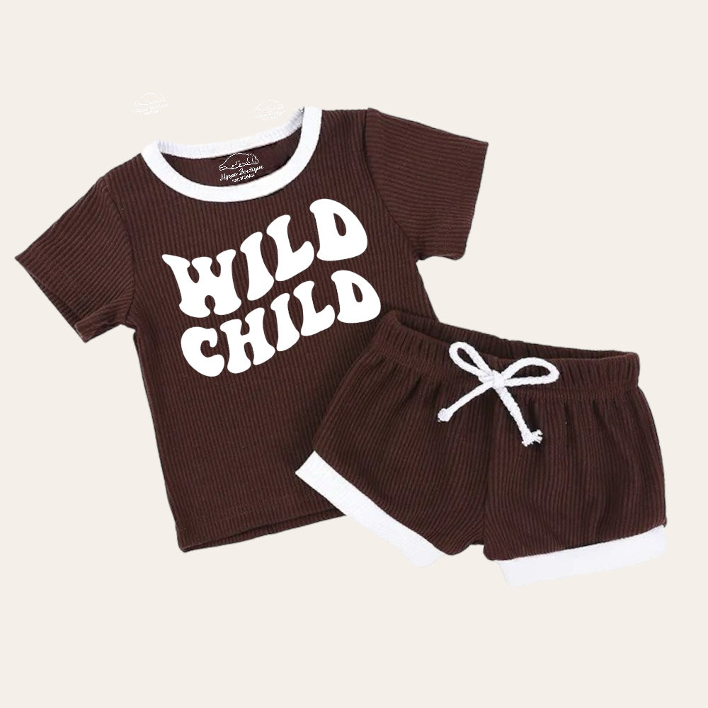 Wild Child Baby & toddler waffle cotton outfit Hippo Boutique