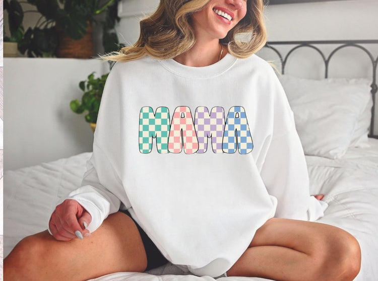 Checkered Mama Sweatshirt Hippo Boutique