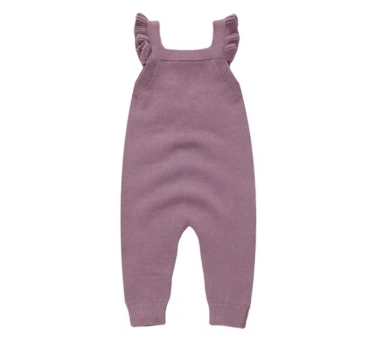 Baby Ruffled Knit Suspender romper bodysuit Hippo Boutique