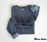 Book Addict Open floral Book Sweatshirts Hippo Boutique