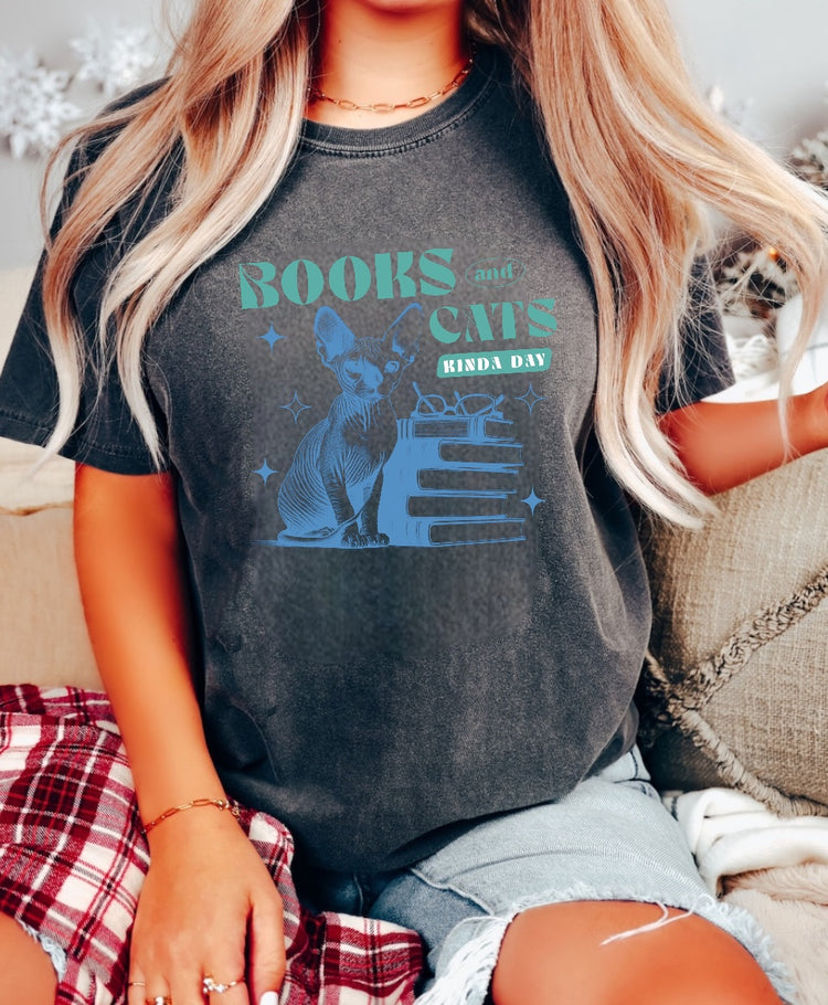 Books and Cats Women’s T-Shirts Hippo Boutique