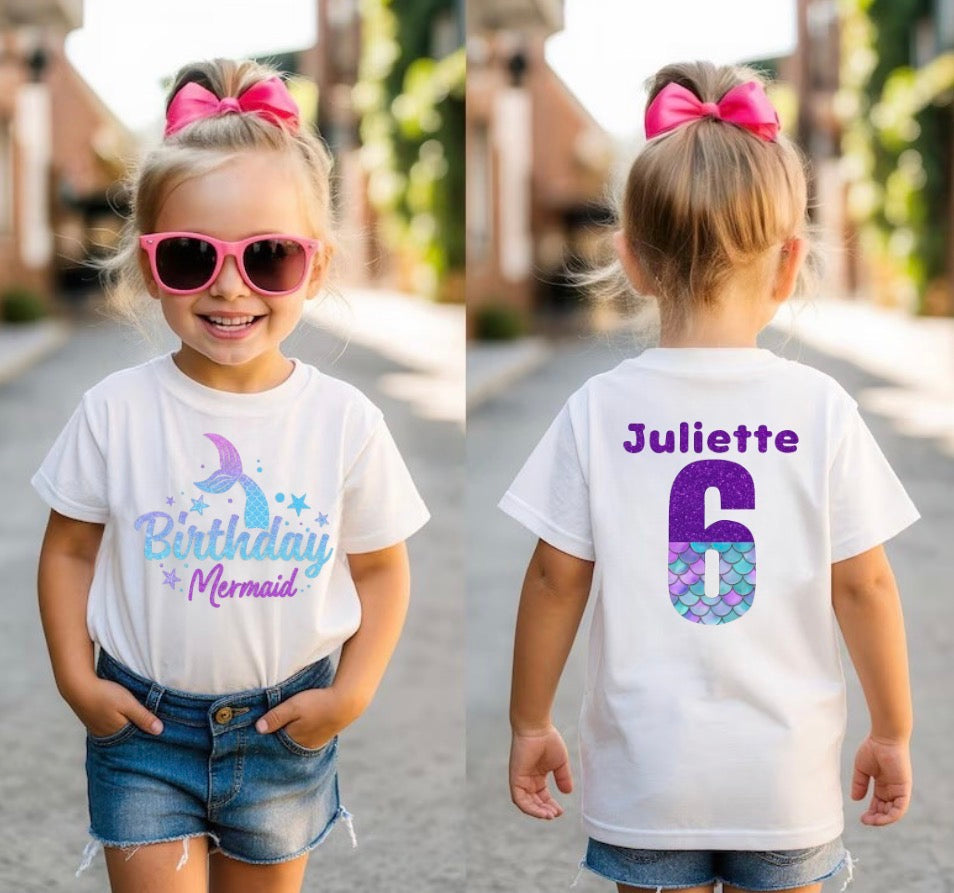 Custom Birthday Mermaid T-Shirts Hippo Boutique