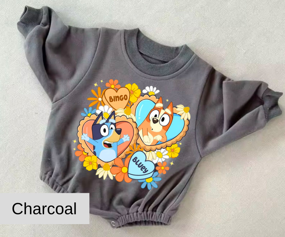 Bluey baby Oversized Sweatshirt Romper Hippo Boutique