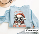 Raccoon Im a delight Christmas Sweatshirts Hippo Boutique