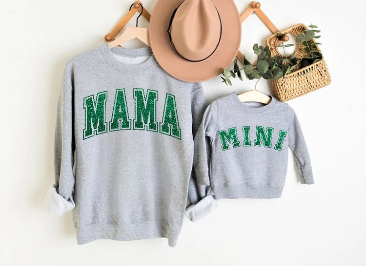 Glitter Mama & Mini Matching Sweatshirts - Grey Hippo Boutique
