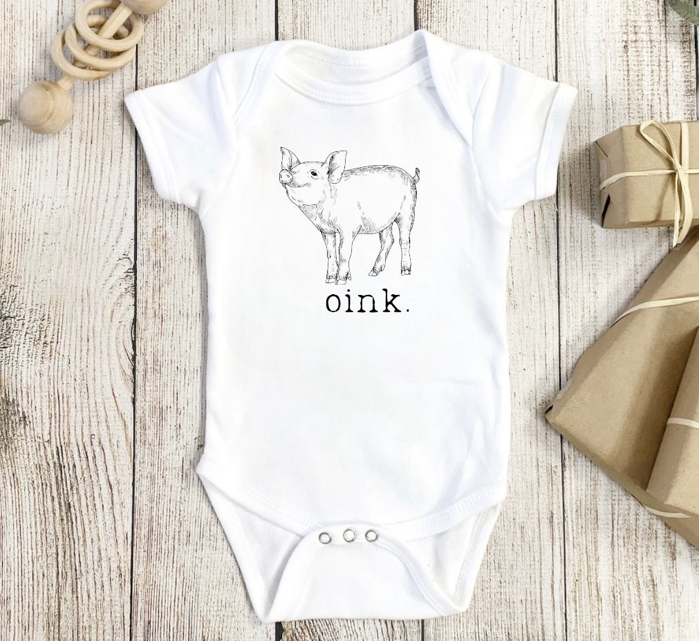 Oink Pig Baby Farm Bodysuit Hippo Boutique