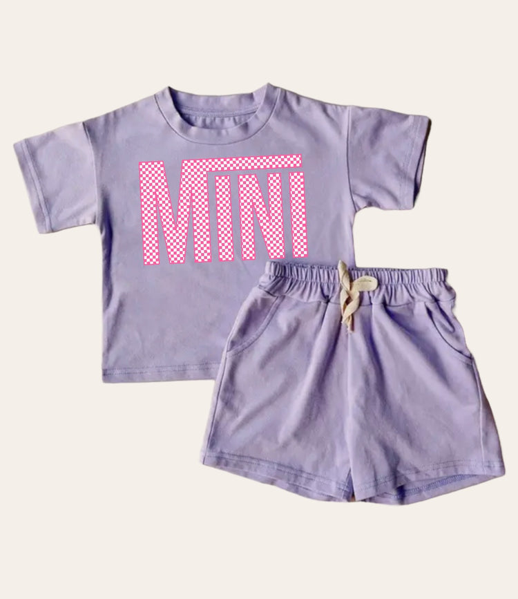 Checkered Mini Baby Girl T-Shirt & Shorts outfit Hippo Boutique