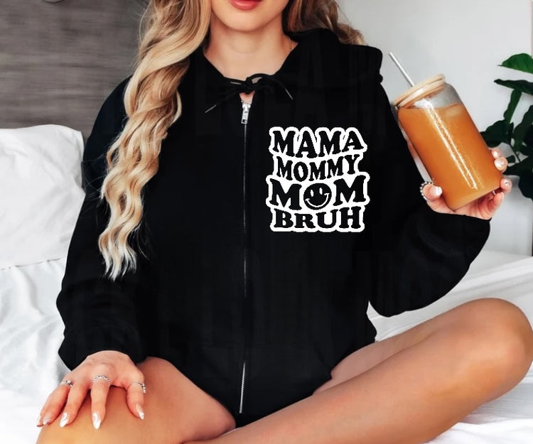 Mama Mommy Mom Bruh Zip Up Hoodie Hippo Boutique